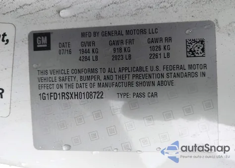 2017 Chevrolet Camaro 2Lt z USA, uszkodzony, nr VIN 1G1FD1RSXH0108722